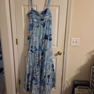 NWT Abercrombie & Fitch Light Blue Floral Maxi Dress